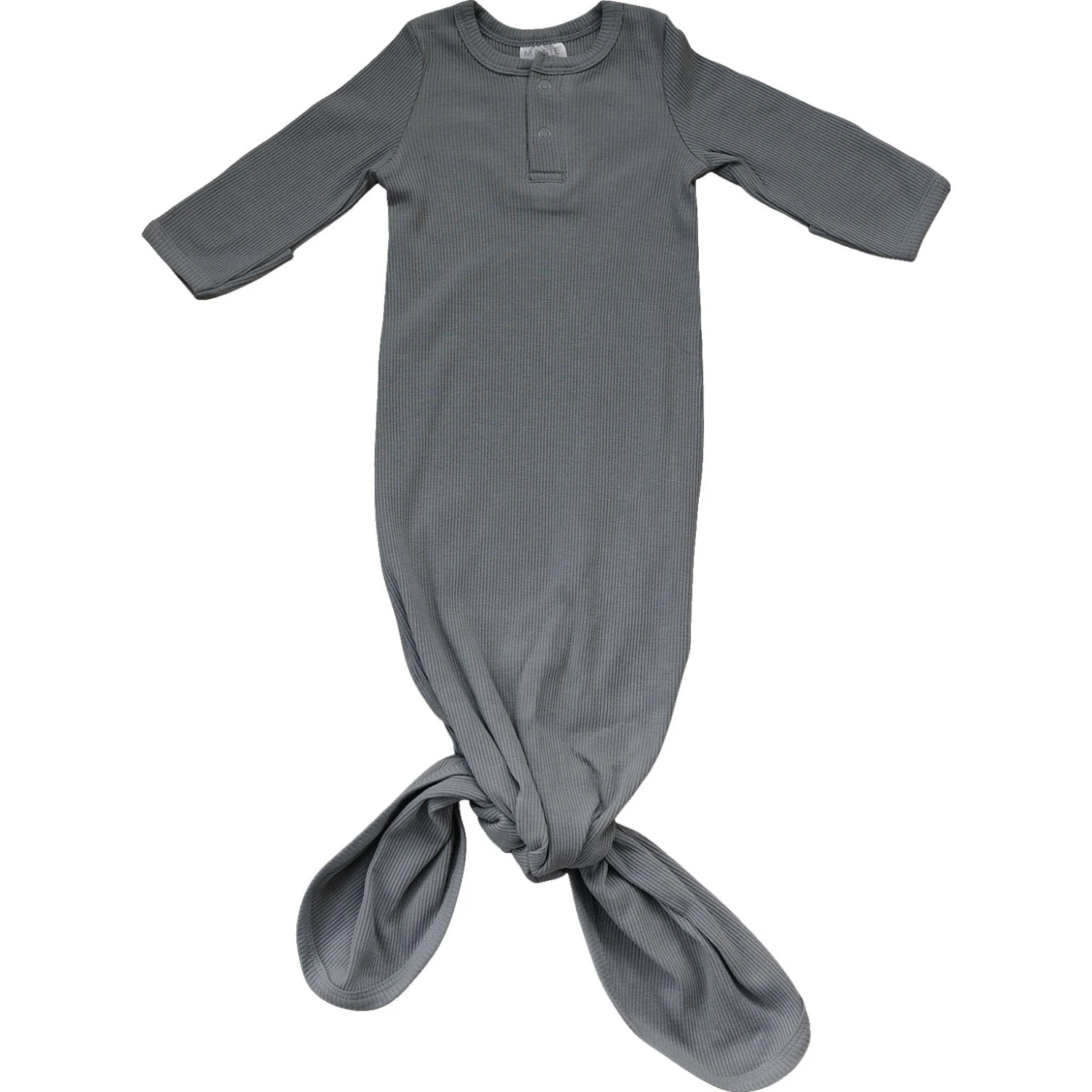 Mebie Baby Grey Organic Cotton Ribbed Knot Gown 7 Mebie Baby Grey Organic Cotton Ribbed Knot Gown - Image 5