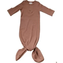Mebie Baby Organic Cotton Ribbed Knot Gown - Dusty Rose -ROOLEE FASHION SHOP NEP 6564 websize 2