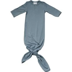 Dusty Blue Bamboo Knot Gown for Newborns | Ultra-Soft Baby Sleeper -ROOLEE FASHION SHOP NEP 6572 websize 2