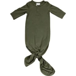 Olive Bamboo Knot Gown - Ultra-Soft Newborn Sleeper (0-3 Months) -ROOLEE FASHION SHOP NEP 6582 websize 2