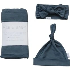 Mebie Baby Charcoal Bamboo Swaddle & Hat or Head Wrap Set -ROOLEE FASHION SHOP NEP 6608 websize 2