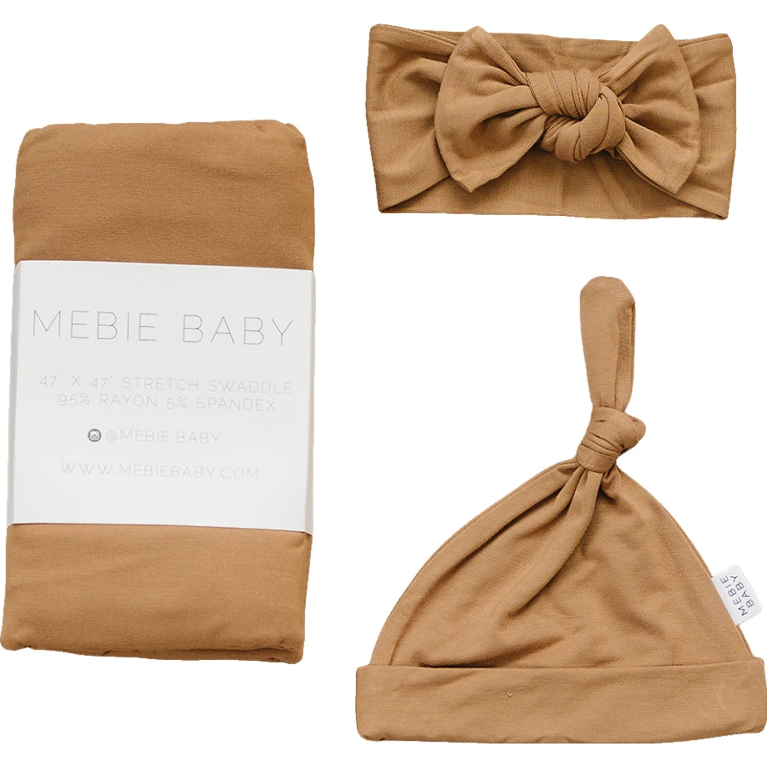 Mebie Baby Mustard Bamboo Swaddle Set with Hat or Head Wrap 5 Mebie Baby Mustard Bamboo Swaddle Set with Hat or Head Wrap - Image 3