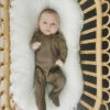 Cocoa Organic Cotton Ribbed Baby Zipper Pajamas with Foot Grips