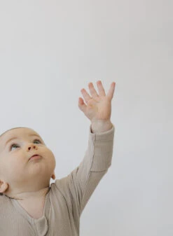 Oatmeal Organic Cotton Ribbed Double Zipper Baby Footie Pajamas -ROOLEE FASHION SHOP NEP 9277 2 websize