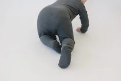 Organic Cotton Ribbed Baby Zipper Pajamas - Charcoal Gray Sleeper -ROOLEE FASHION SHOP NEP 9437 websize 841932a4 4187 4e96 8a22 2c83a98e1c43