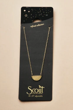18k Gold Vermeil Half Moon Necklace - Minimalist Crescent Pendant -ROOLEE FASHION SHOP NR004 Scout