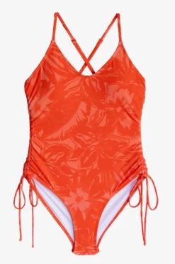 UPF 50 One Piece Swimsuit - Women's Carmine Tied Adjustable Swimwear -ROOLEE FASHION SHOP OPE1TieSideOnePiece Carmine4