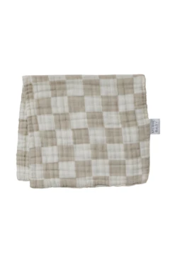 Mebie Baby Taupe Checkered Muslin Burp Cloth -ROOLEE FASHION SHOP ProductPhoto 4 425c0900 1df1 4cf0 b995 00bdb04d33b1