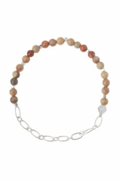 Semi-Precious Gemstone & Silver Paperclip Stacking Bracelet -ROOLEE FASHION SHOP SQ002 Scout