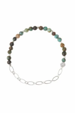 Semi-Precious Gemstone & Silver Paperclip Stacking Bracelet -ROOLEE FASHION SHOP SQ003 Scout