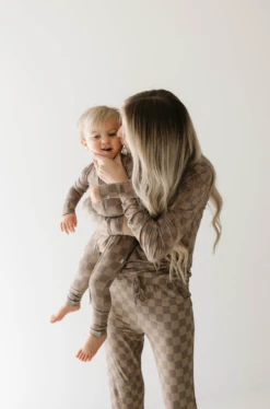 Forever French Baby Faded Brown Checkerboard Bamboo Zip Pajamas -ROOLEE FASHION SHOP Screenshot2024 01 01at12.16.59PM