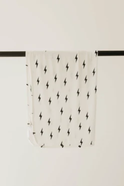 Soft Bamboo Infant Swaddle - White & Black Lightning Bolt Print -ROOLEE FASHION SHOP Screenshot2024 02 08at2.57.36PM