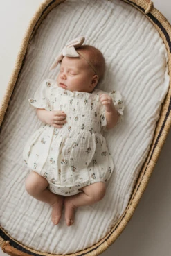 Garden Days Ivory Floral Muslin Baby Romper