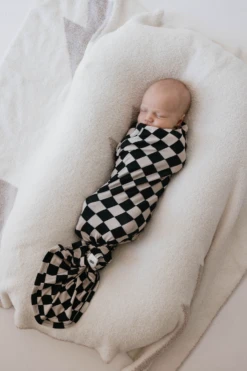 Black Checkerboard Bamboo Infant Swaddle - Ultra-Soft Baby Wrap