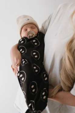 FF Smile Charcoal Bamboo Infant Swaddle Blanket