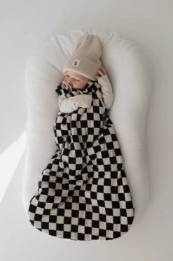 Bamboo Baby Sleep Sack | Black Checkerboard Wearable Blanket