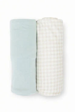 Little Unicorn Frost Green Stretch Knit Swaddle Blanket - 2 Pack -ROOLEE FASHION SHOP UB3307 28278