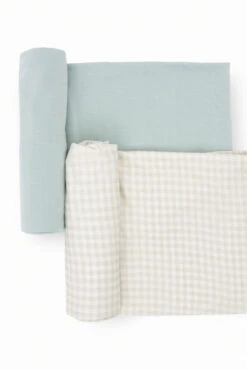 Little Unicorn Frost Green Stretch Knit Swaddle Blanket - 2 Pack -ROOLEE FASHION SHOP UB3307 28279