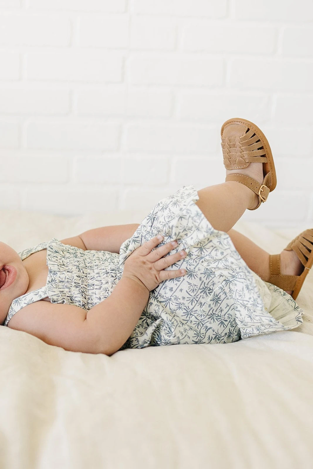 Mebie Baby Palm Tree Linen Dress - Kids Resort Wear 4 Mebie Baby Palm Tree Linen Dress - Kids Resort Wear - Image 2