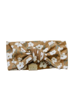 Mustard Floral Bamboo Baby Head Wrap - Ultra-Soft & Stretchy