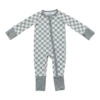 Light Green Checkered Bamboo Baby Zipper Pajamas - Soft Footie Sleeper