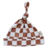 Newborn Bamboo Knot Hat - Soft Rust Checkered Baby Cap