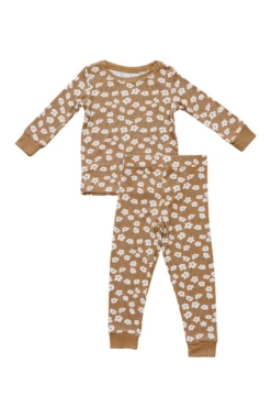 Mustard Floral Ribbed Bamboo Cozy Set for Babies & Toddlers