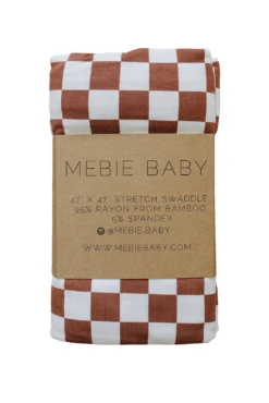 Mebie Baby Rust Checkered Bamboo Stretch Swaddle