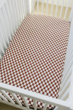 Rust Checkered Bamboo Stretch Crib Sheet for Standard Mattresses 5 Rust Checkered Bamboo Stretch Crib Sheet for Standard Mattresses -ROOLEE FASHION SHOP Z4A0136 websize