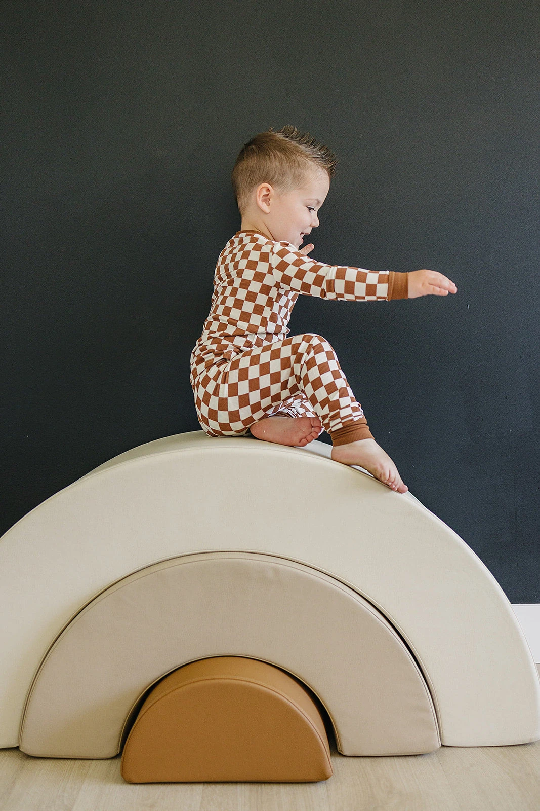 Ultra-Soft Ribbed Bamboo Cozy Set for Babies & Toddlers - Rust Checkered 5 Ultra-Soft Ribbed Bamboo Cozy Set for Babies & Toddlers - Rust Checkered - Image 3