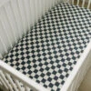 Mebie Baby Charcoal Checkered Muslin Crib Sheet