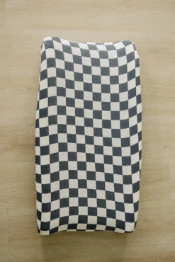 Mebie Baby Charcoal Checkered Muslin Changing Pad Cover