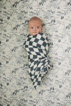 Mebie Baby Charcoal Checkered Muslin Swaddle Blanket