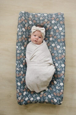 Midnight Floral Muslin Changing Pad Cover - Soft 100% Cotton Nursery Essential