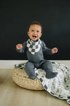 Mebie Baby Charcoal Checkered Muslin Bib - Soft & Absorbent Baby Bib