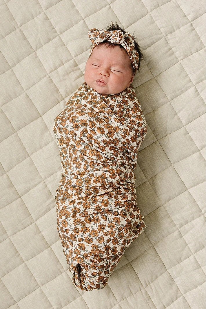 Bamboo Stretch Swaddle Blanket - Cream Magnolia Ultra-Soft Baby Wrap 3 Bamboo Stretch Swaddle Blanket - Cream Magnolia Ultra-Soft Baby Wrap