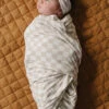 Bamboo Stretch Swaddle Blanket - Taupe Checkered Newborn Wrap -ROOLEE FASHION SHOP Z4A5774 websize f78f1192 2b7a 4151 9d58 69e29fe521aa