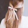 Pale Blush Satin Hair Bow Clip - Elegant Abbey Ribbon Accessory -ROOLEE FASHION SHOP abbey bow clip clips 270114