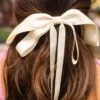 Addison Long Ribbon Bow Barrette in Cream