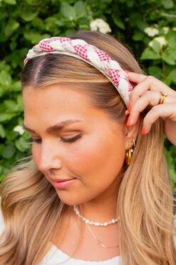 Braided Headband for Women - American Honey Floral and Gingham Hair Accessory