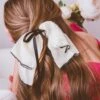 Athena Cream Chiffon and Satin Bow Hair Clip with Ribbon Tail -ROOLEE FASHION SHOP athena bow clip clips 215081