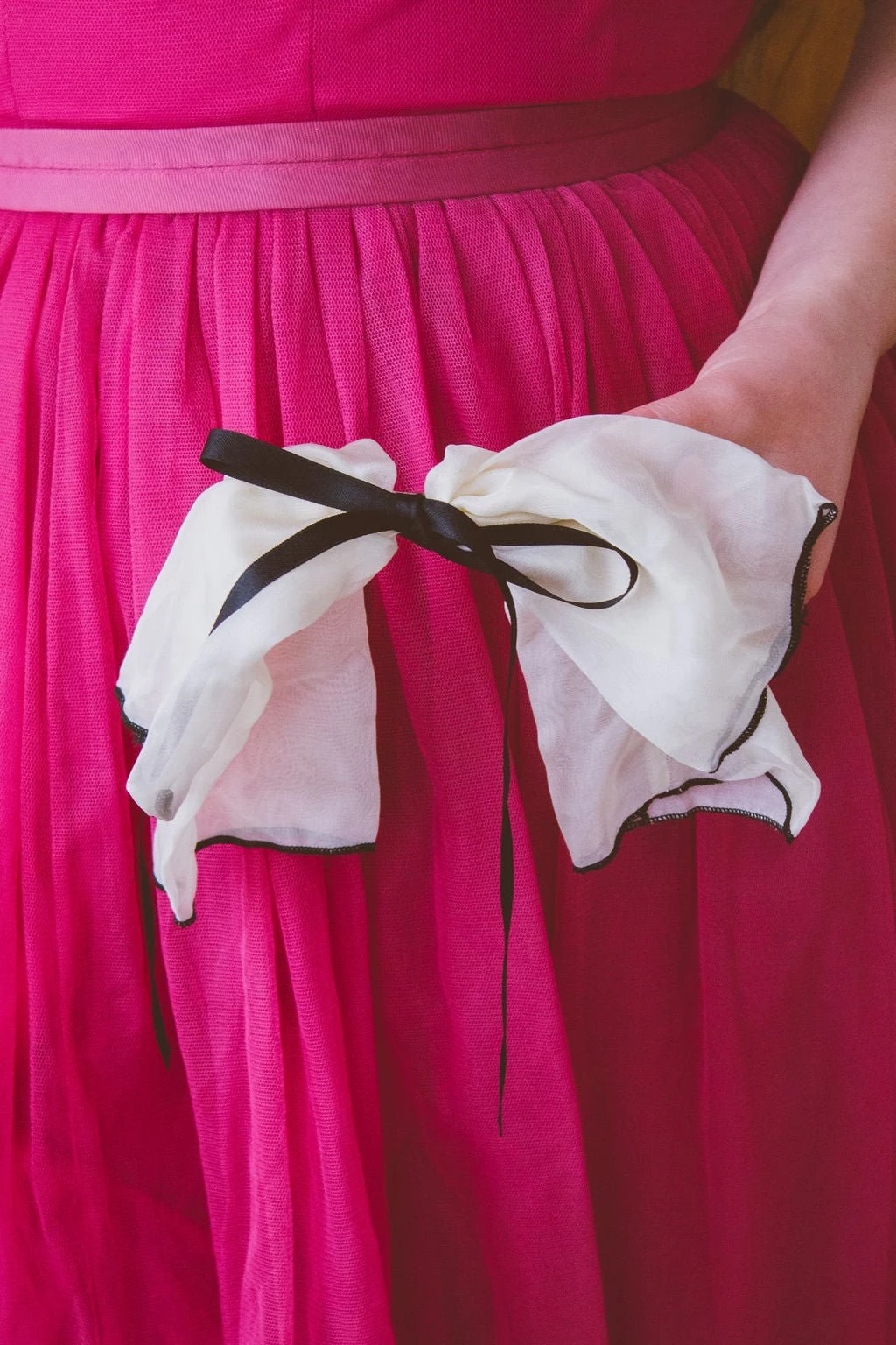 Athena Cream Chiffon and Satin Bow Hair Clip with Ribbon Tail 4 Athena Cream Chiffon and Satin Bow Hair Clip with Ribbon Tail - Image 2