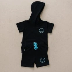 Kids Lightweight Short Sleeve Hoodie and Shorts Set - Axel Smiley Collection -ROOLEE FASHION SHOP axel set 185754