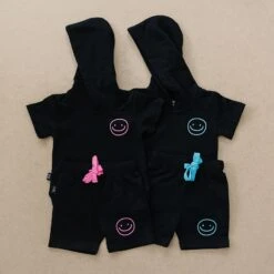 Kids Lightweight Short Sleeve Hoodie and Shorts Set - Axel Smiley Collection -ROOLEE FASHION SHOP axel set 538135
