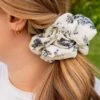 Botanical Blue Jumbo Floral Hair Scrunchie -ROOLEE FASHION SHOP botanical blue jumbo scrunchie scrunchies 465818