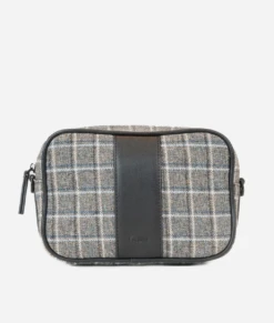 Plaid Tweed Crossbody Camera Bag with Interchangeable Strap