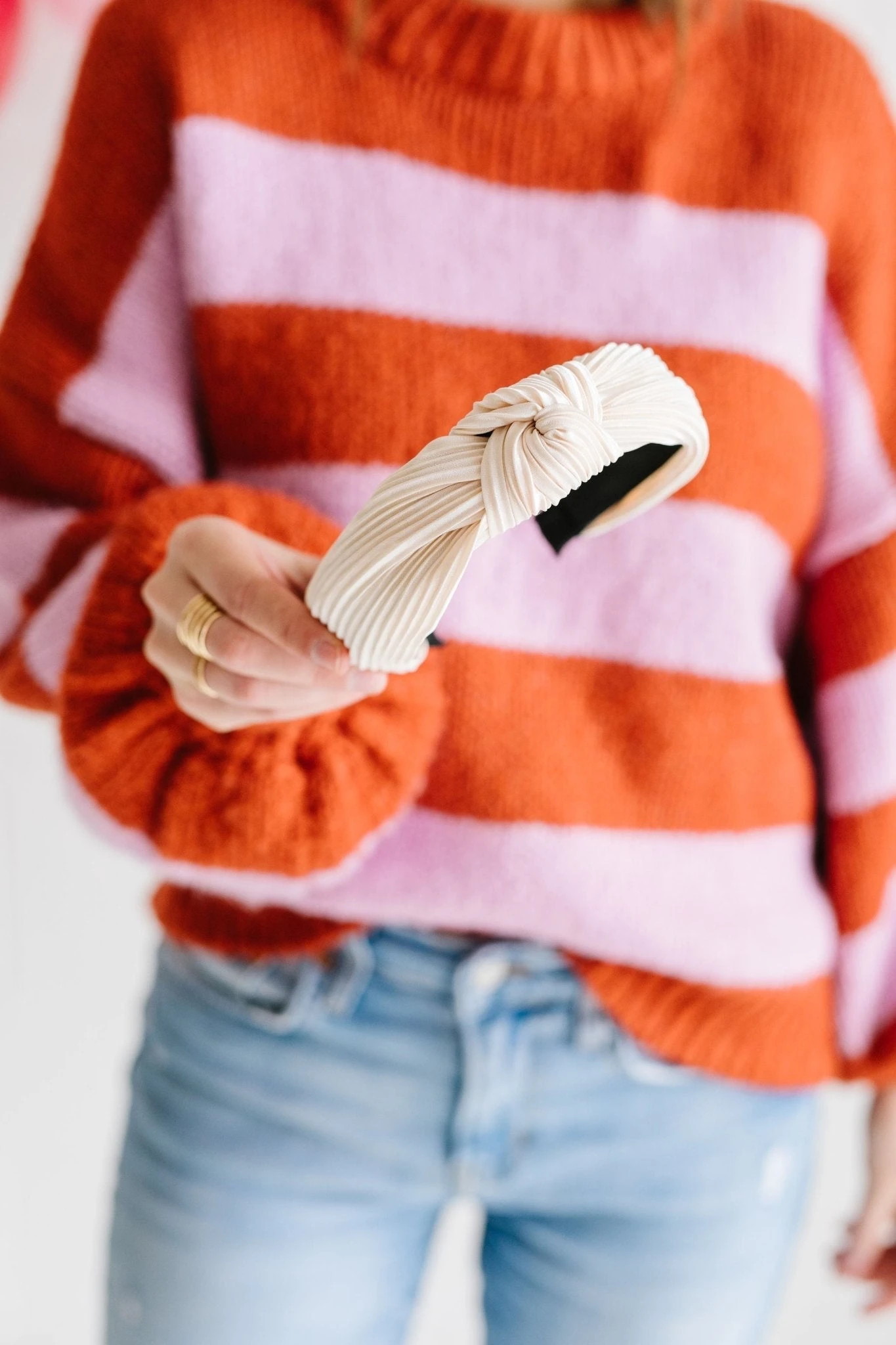 Elegant Champagne Pleated Silky Hard Headband 5 Elegant Champagne Pleated Silky Hard Headband - Image 3