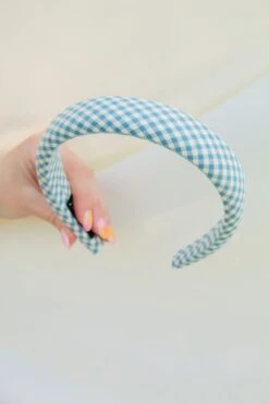 Padded Gingham Cotton Headband - Classic Checked Hair Accessory -ROOLEE FASHION SHOP checked headband headband 304386