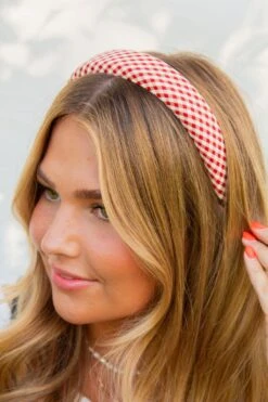 Padded Gingham Cotton Headband - Classic Checked Hair Accessory