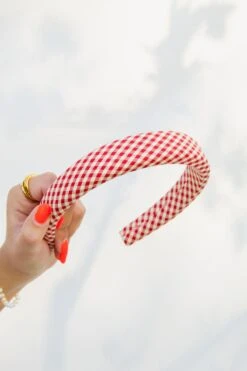 Padded Gingham Cotton Headband - Classic Checked Hair Accessory -ROOLEE FASHION SHOP checked headband headband 832168
